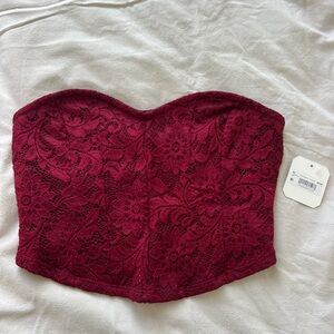 Altar'd State Burgundy Lace Crop Top